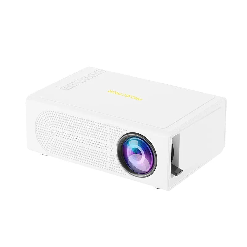 Black or white portable mini projector with mobile phone wired connection and international power adaptors