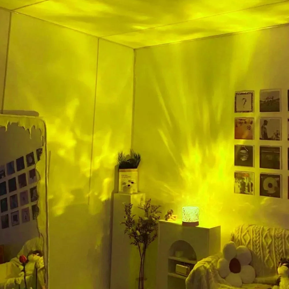 Crystal Lamp Water Ripple Projector with acrylic lampshade and LED light