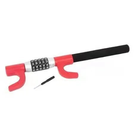 Alloy steel car steering wheel anti-theft U-lock with password mechanism in black, blue or red