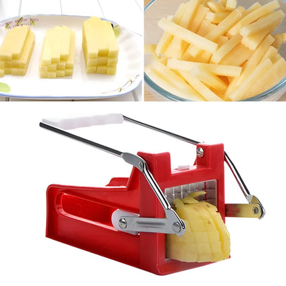 Potato cutter chopper with two stainless steel blades and non-slip rubber foot