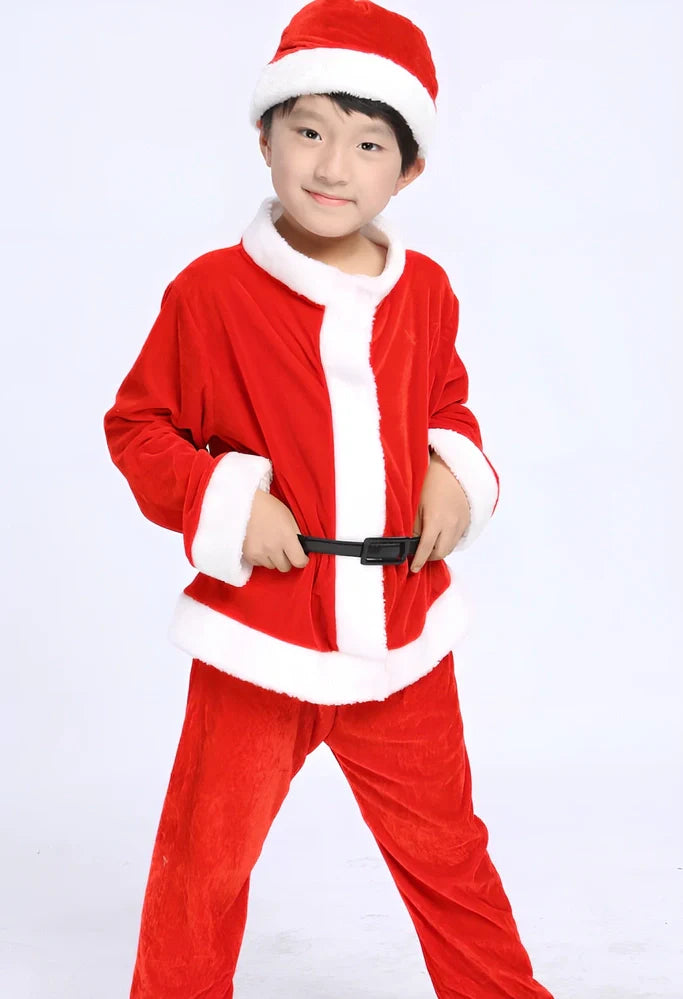 Children's golden velvet Christmas costumes in boy and girl styles, 99% cotton fabric, sizes 90-160cm height