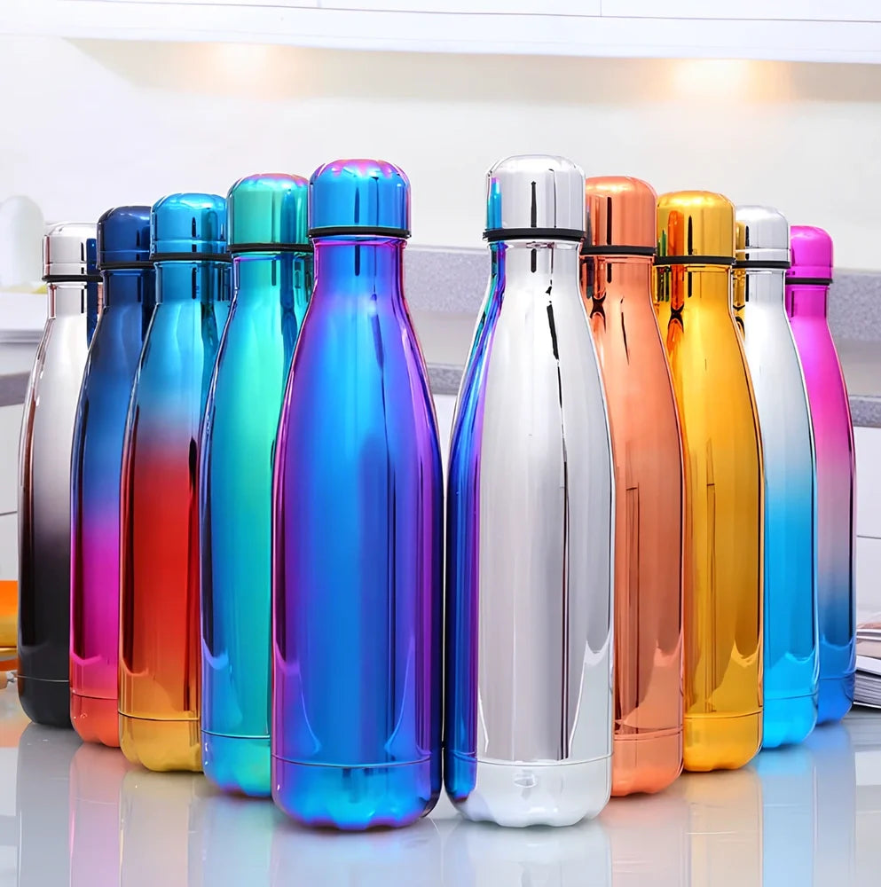 Stainless steel thermal water bottle with 500ml capacity and vacuum insulation technology