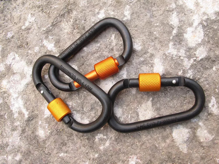 Durable aluminum alloy carabiner in multiple colors for gear organization