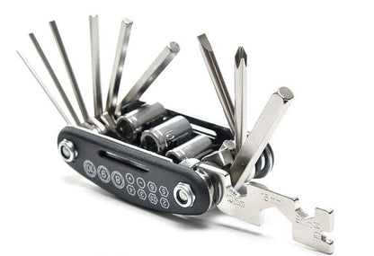 Compact steel bicycle repair combination tool with multiple functions