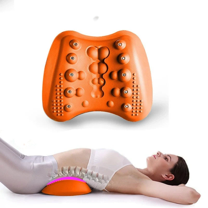Butterfly-shaped lumbar support pillow with magnetic nodes for back pain relief