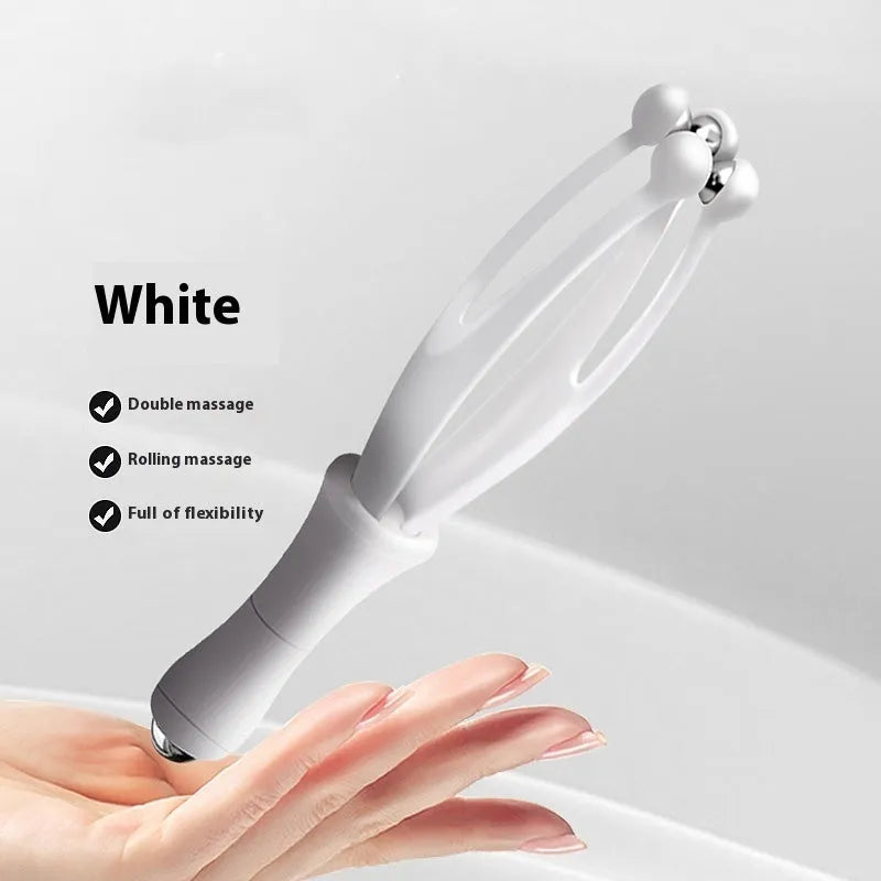 Blue and white finger massager with steel ball roller for hand joints