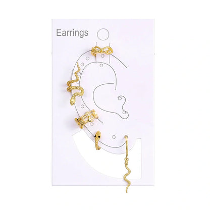 Gold plated snake clip earrings for women, no piercing required, trendy jewelry