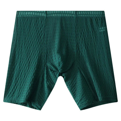 Lace men's boxers in lengthened cut with mid waist design, available in five colours including rose red and green.