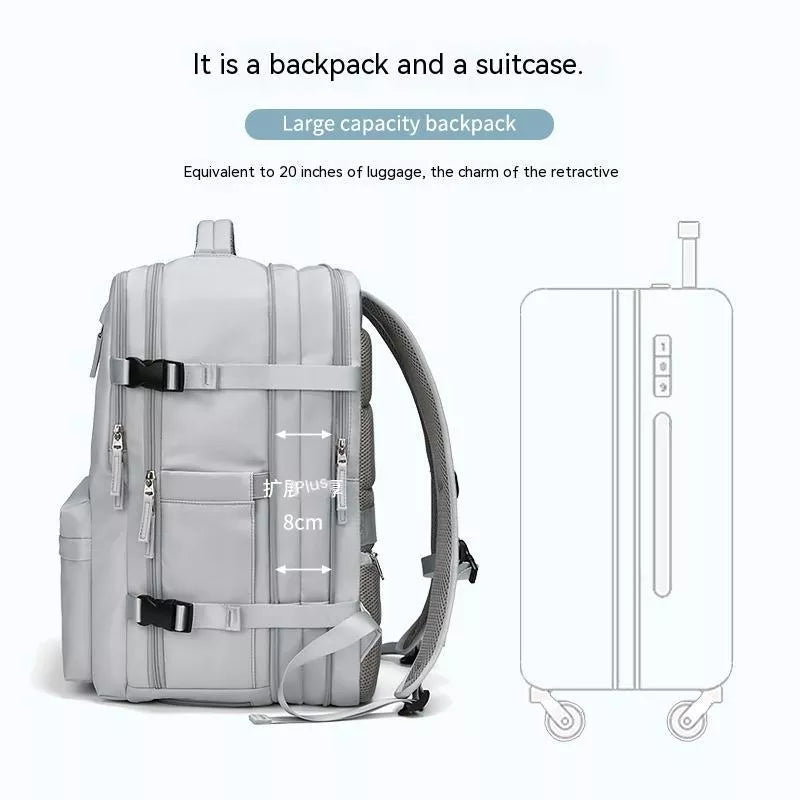 Expansion Backpack with Dry Wet Separation in Light Gray