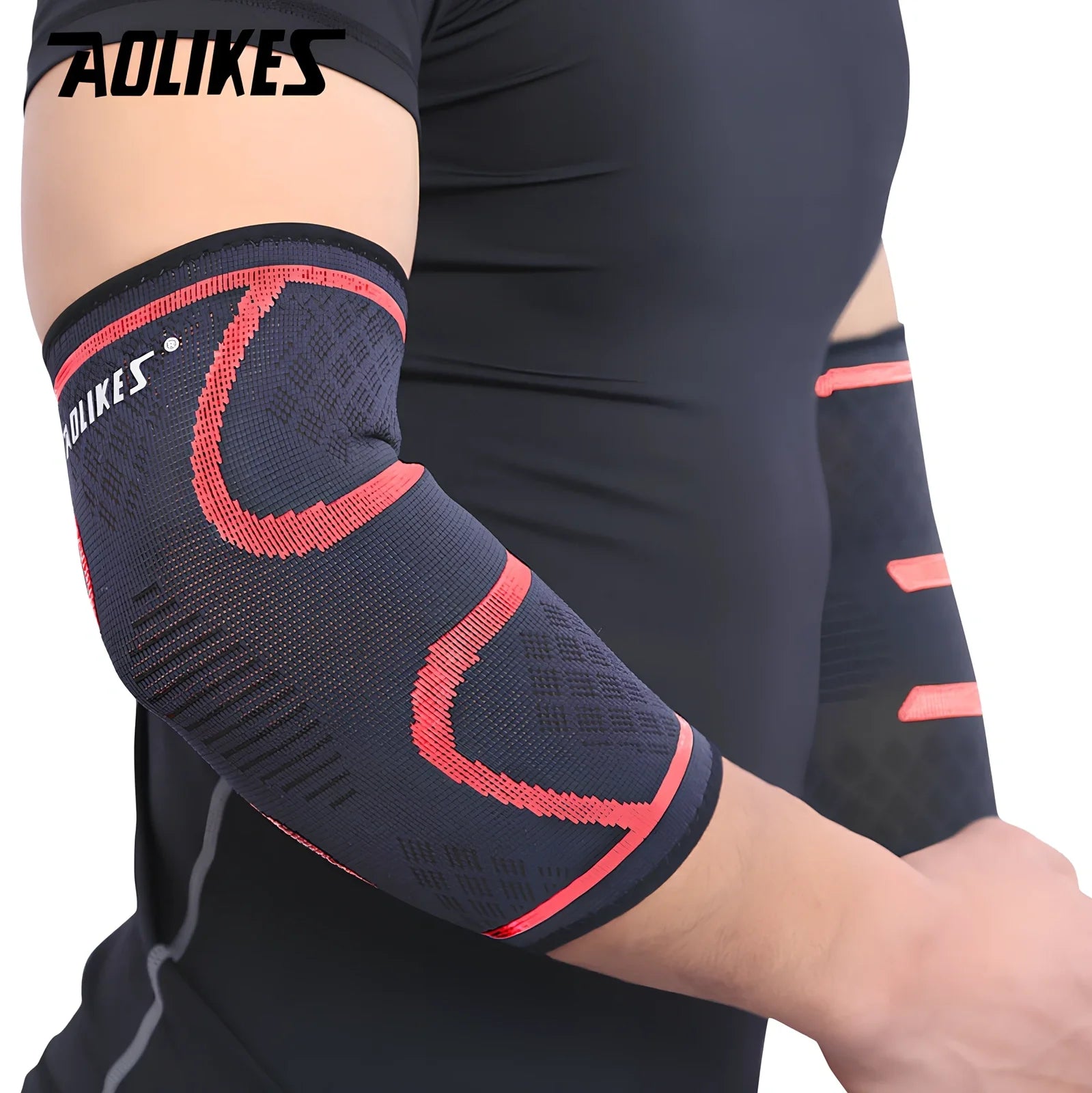 AOLIKES black elbow support with latex silk lining for basketball and volleyball sports compression
