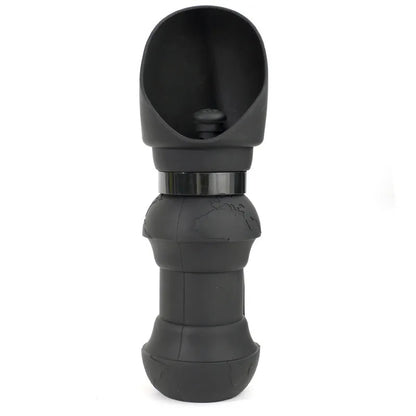 Silicone folding pet cup shown expanded as drinking bowl and collapsed to 4cm height