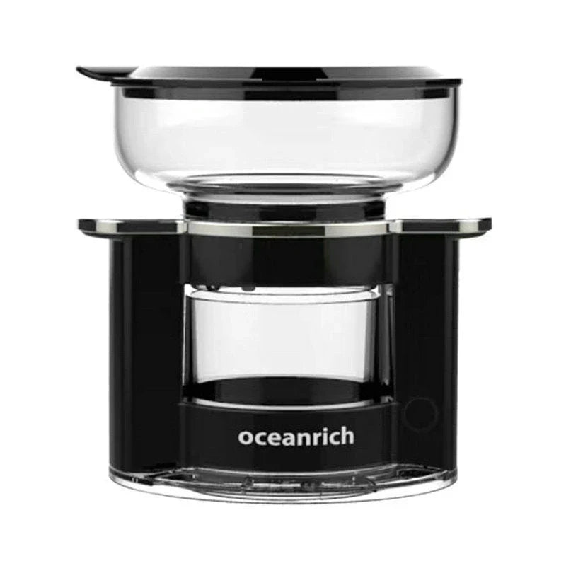 Compact and efficient automatic rotating coffee machine with stainless steel strainer for optimal flavor extraction