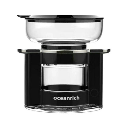 Compact and efficient automatic rotating coffee machine with stainless steel strainer for optimal flavor extraction