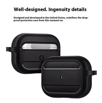 Carbon fibre pattern TPU clamshell case for AirPods in black, red, blue, grey, pink or apple green
