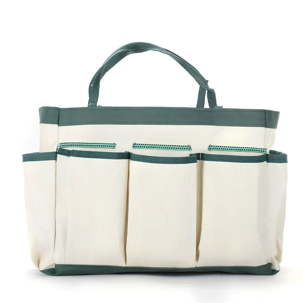 Green garden storage bag set with three 315x250mm compartments for tool organisation