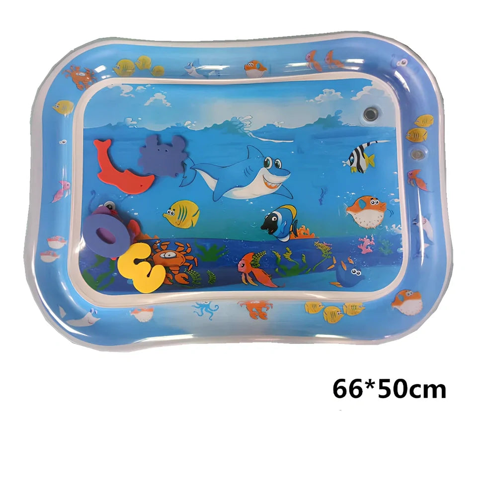 Children's 66x50cm inflatable PVC water cushion with cartoon patterns, deflated for portability, safe for outdoor cooling play