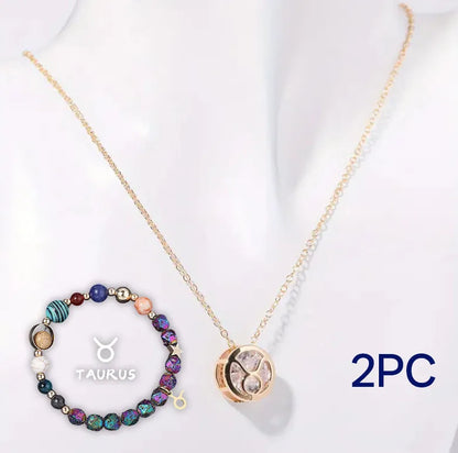 Natural stone beaded necklace and matching bracelet set with colourful gemstone beads.
