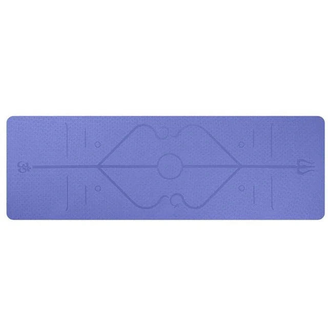 Premium non-slip yoga mat with printed alignment lines for improved form and stability during yoga practice