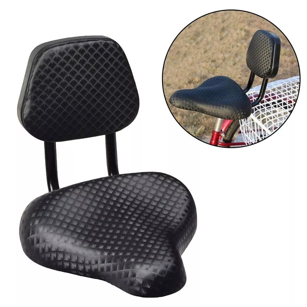 Black mountain bike saddle with front cushion support for enhanced comfort