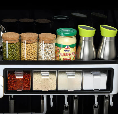 White wall-mounted plastic kitchen storage box for organising tools and utensils