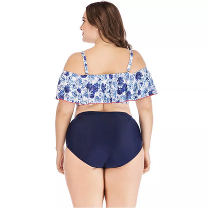 Women's printed plus size swimsuit in vibrant design, sizes XL to 4XL