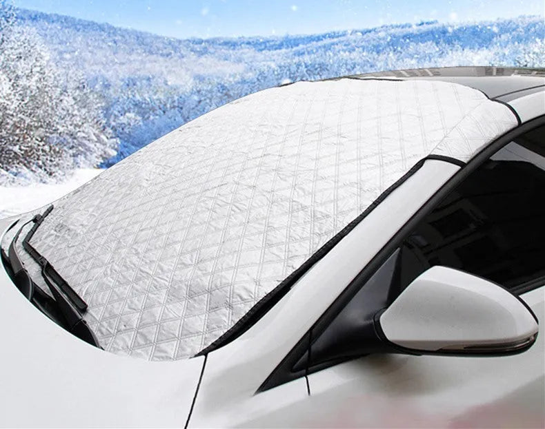 Silver coating car windscreen snow cover with winter plus cotton thick snow block design, waterproof exterior sunshade for sedan and SUV