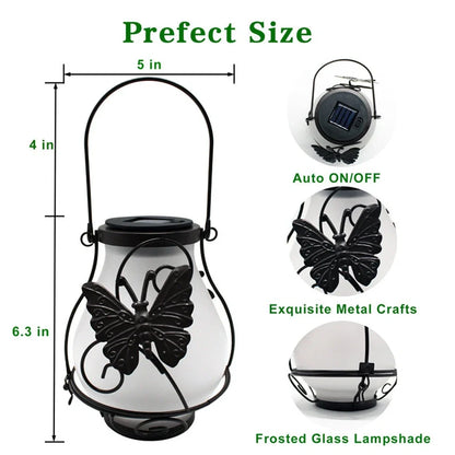 Solar-powered outdoor LED garden light with dynamic flame effect in European butterfly design