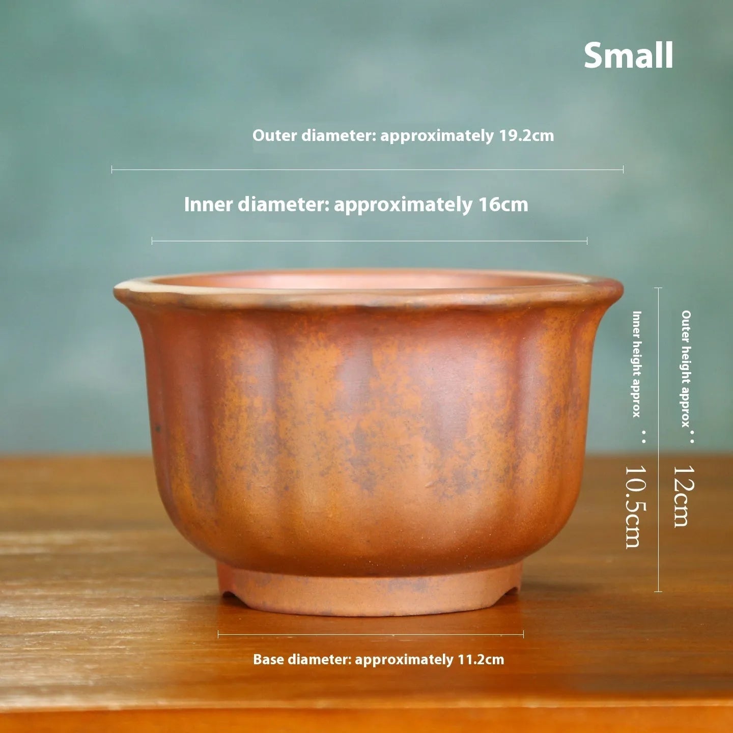 Indoor antique carved purple sand ceramic flowerpot for bonsai plants in classical style