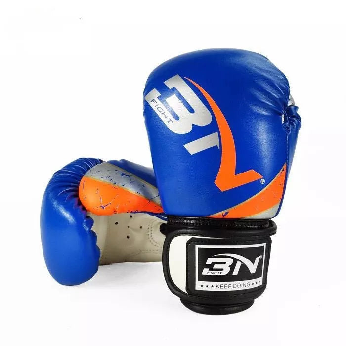 BN children's Boxing Gloves in assorted colors, featuring durable microfiber and Pu fabric with cushioned liner