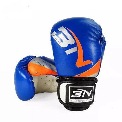 BN children's Boxing Gloves in assorted colors, featuring durable microfiber and Pu fabric with cushioned liner