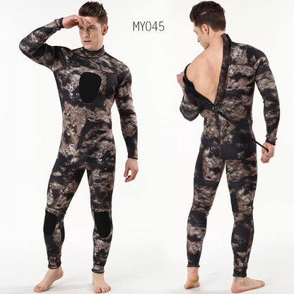 Men's 3MM neoprene diving suit with camouflage pattern for cold water diving