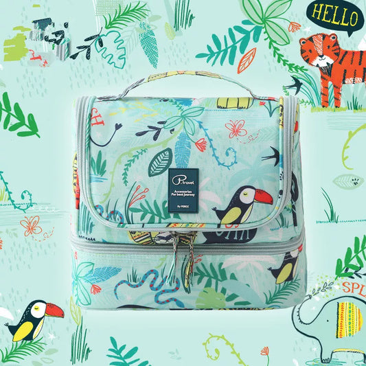 Large-capacity wash bag with 4 mesh compartments for organized travel and laundry