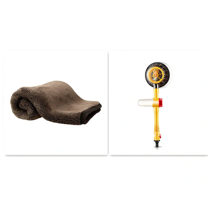 Yellow automatic rotating car wash brush with 130cm telescopic handle and 26cm chenille head for efficient vehicle cleaning