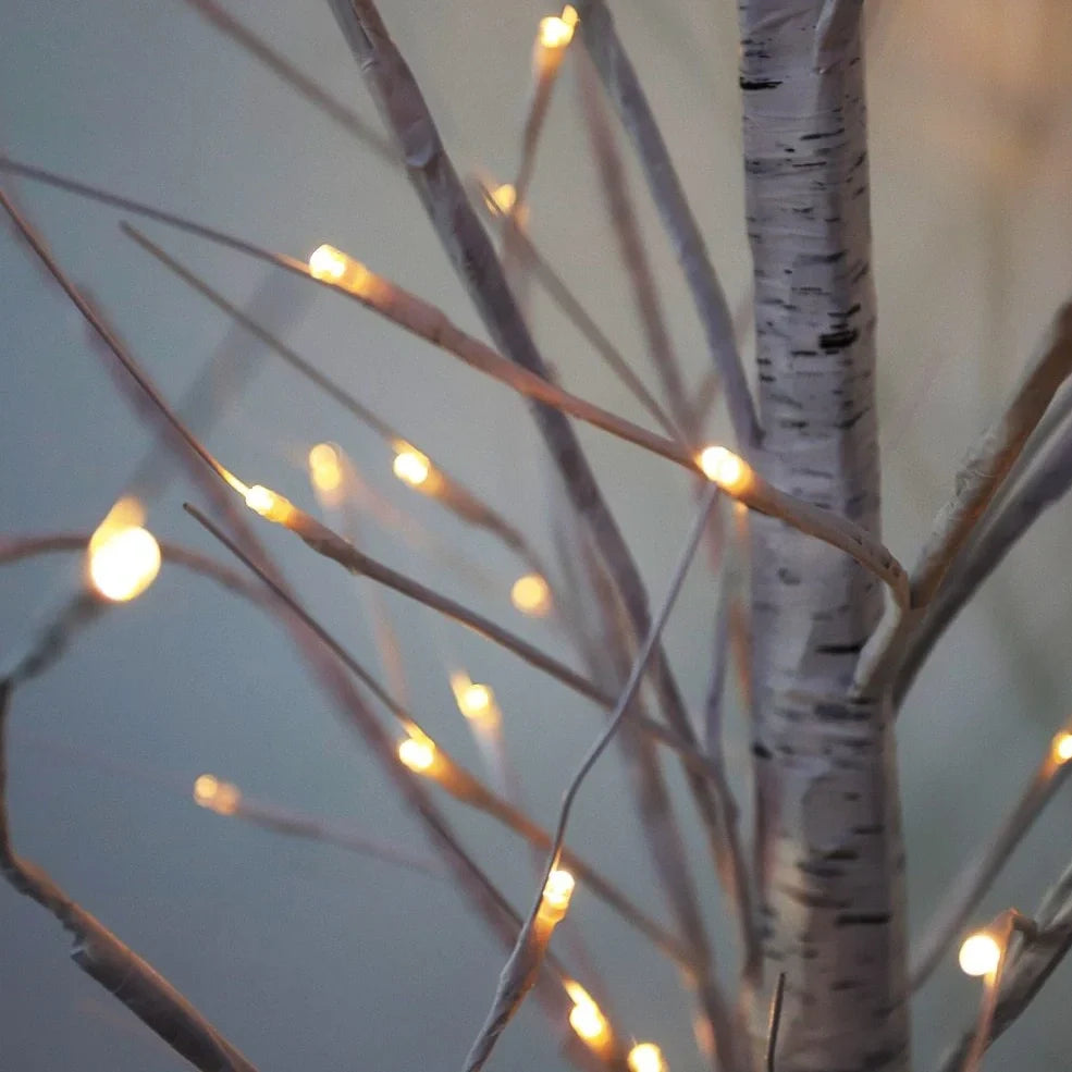 Birch tree LED decoration light with plastic housing and warm white illumination for outdoor gardens