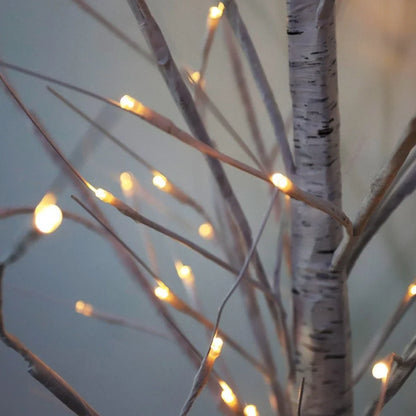 Birch tree LED decoration light with plastic housing and warm white illumination for outdoor gardens