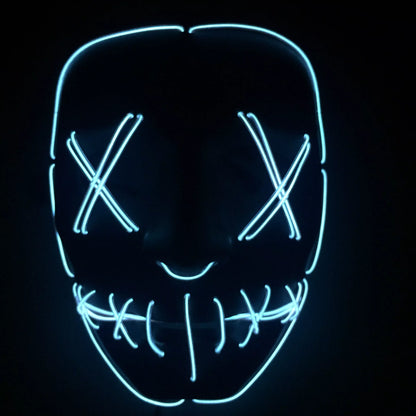 Halloween LED Glowing Full Face Mask in various colors with customizable lighting modes