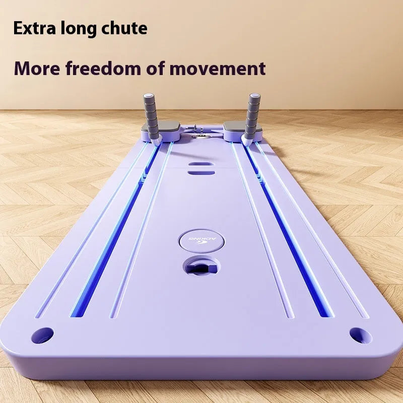 Multi-functional household fitness board with automatic rebound abdominal wheel, purple colour, dimensions 106x41x7cm