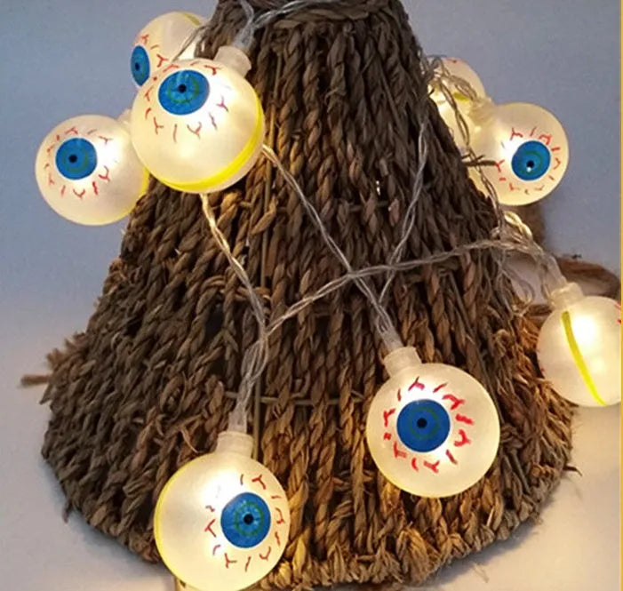 Halloween LED String Lights with Decorative Pumpkins, Ghosts, Bats and Spiders - 1.2 Metre Length, 10 LED Bulbs, Battery Powered with White, Warm White or Four Colour Options for Indoor and Outdoor Festive Decoration