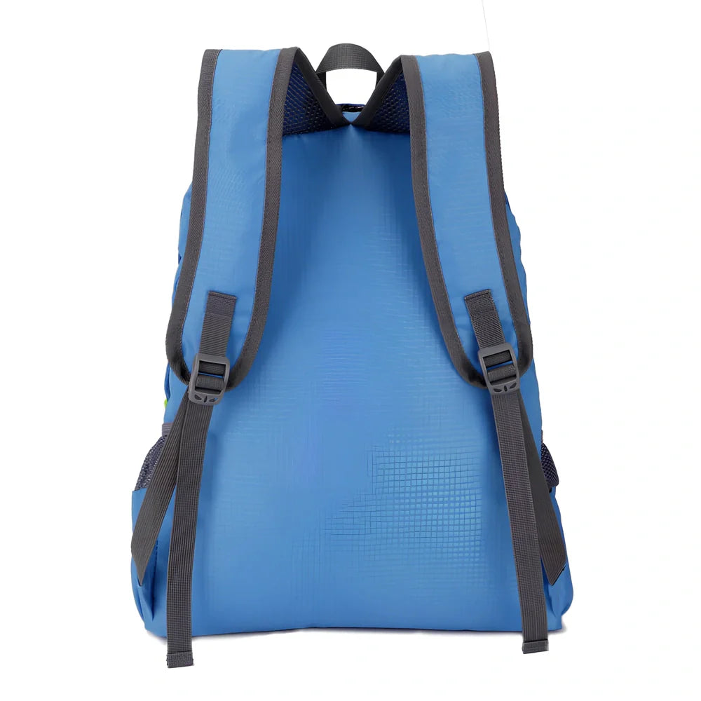 Outdoor folding double backpack in waterproof nylon with 22L capacity measuring 32x40x15cm