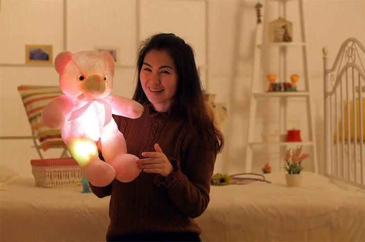 Illuminating LED Teddy Bear Plush Toy with color-changing lights, perfect for cozy ambiance and festive decor