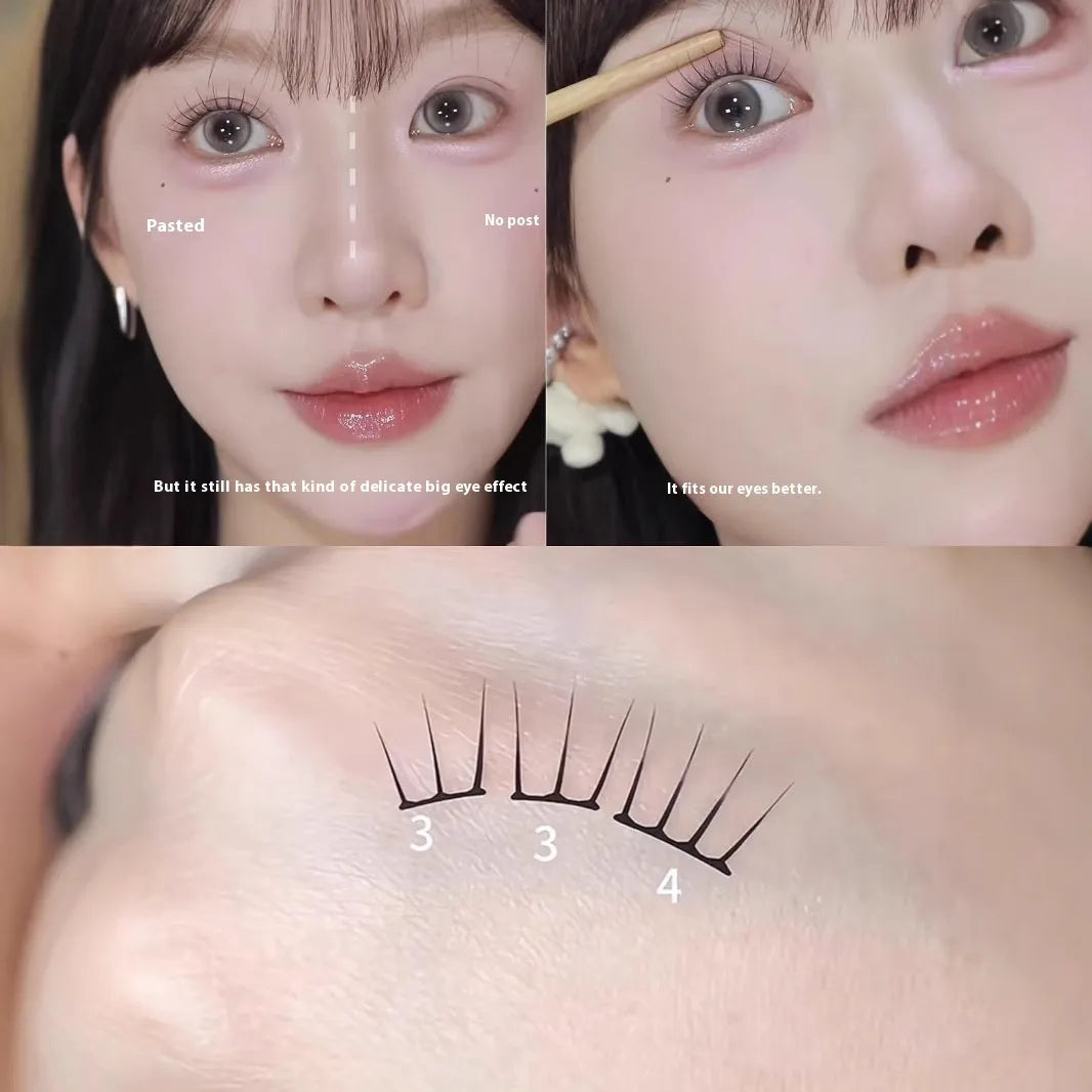Reusable false eyelash clusters in artificial fibre with natural styling