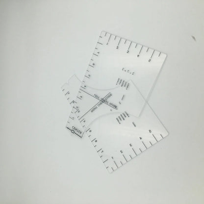 Transparent acrylic sewing patch ruler measuring 10x6 inches for T-shirt alignment