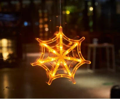 Spooktacular Halloween Hanging LED Lights with spiders, pumpkins, and ghostly figures for a haunting holiday ambiance