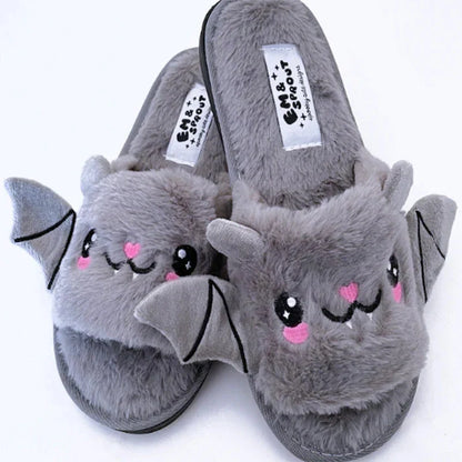 Bat wing slippers with super soft velvet upper in gray, pink, and purple