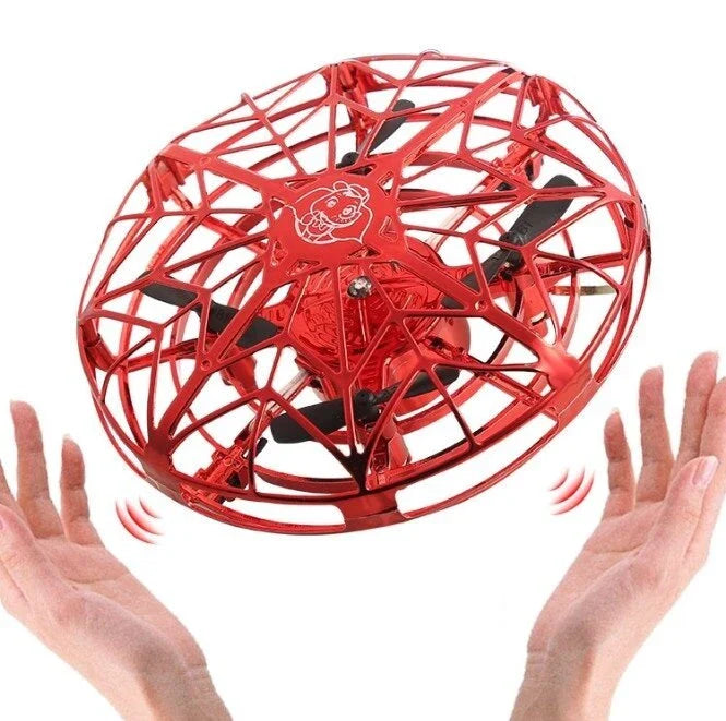 A compact, futuristic-looking mini drone with infrared sensors for safe, intuitive flight control.