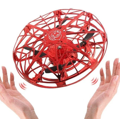 A compact, futuristic-looking mini drone with infrared sensors for safe, intuitive flight control.