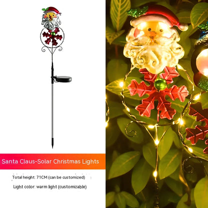 Solar Christmas LED ground light with Snowman design, 710mm height with ground spike