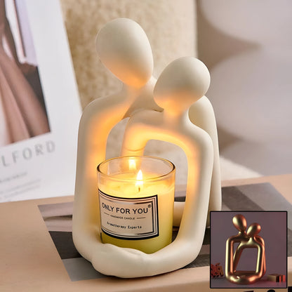 Modern resin couple statue in milky white or gold finish for bookshelf desk decoration