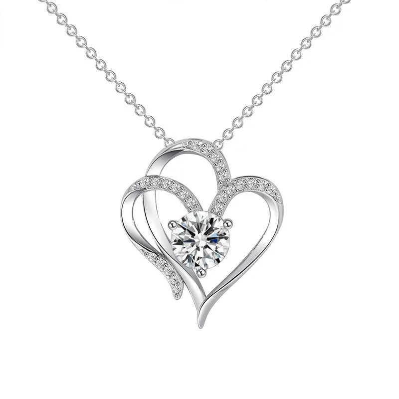 Women's heart-shaped 925 silver necklace with choice of gold plating colours.