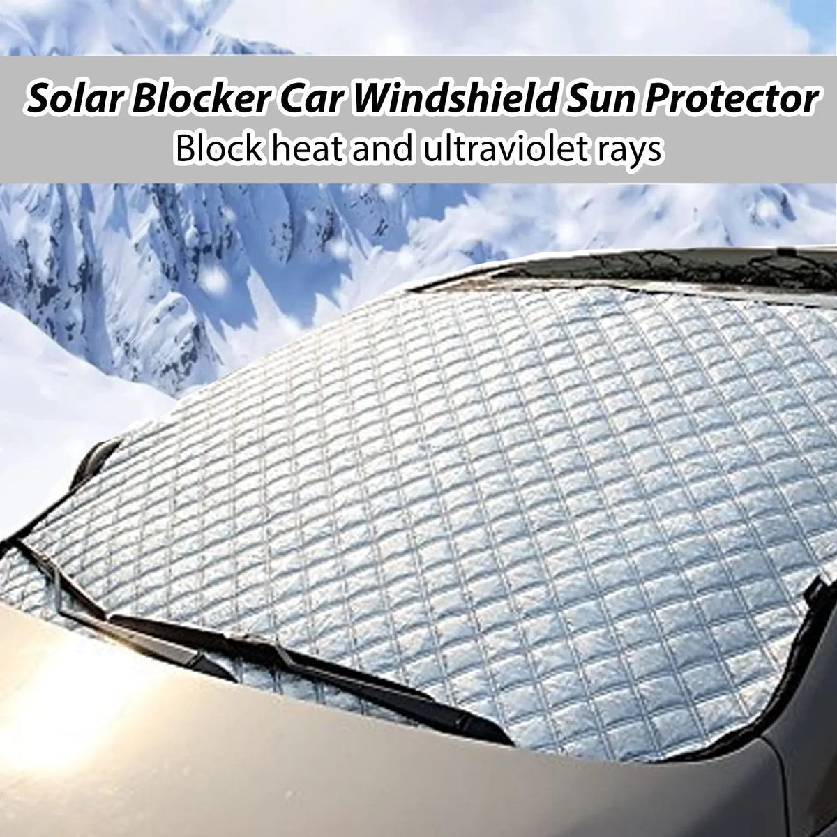 Car windshield aluminium film frost cover shown on vehicle glass with nylon material visible